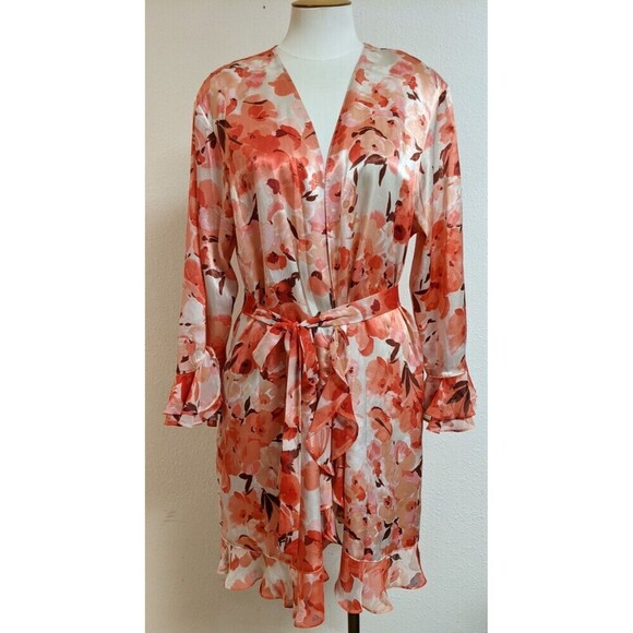 Oscar de la Renta Other - Women's Oscar de la Renta Pink Label Floral Print Ruffle Trim Robe LG
